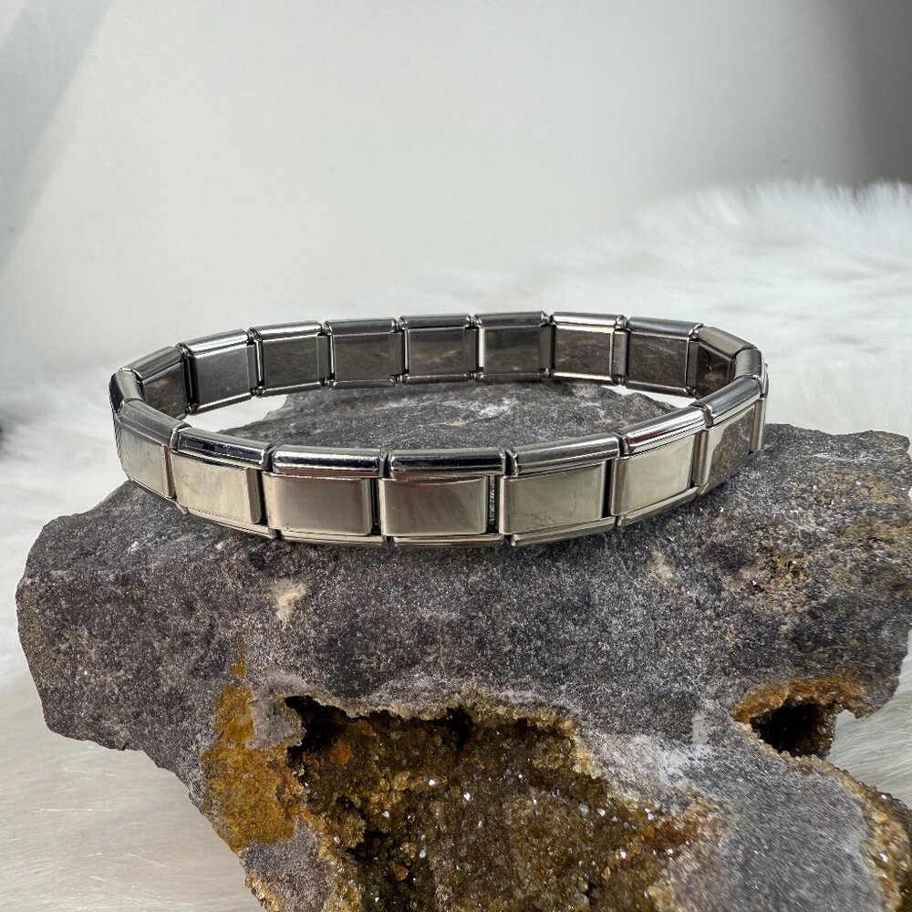 Stainless Steel Stretch Charm ID Bracelet 6"